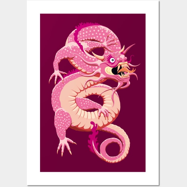 Pink Chinese Dragon Wall Art by TMBTM